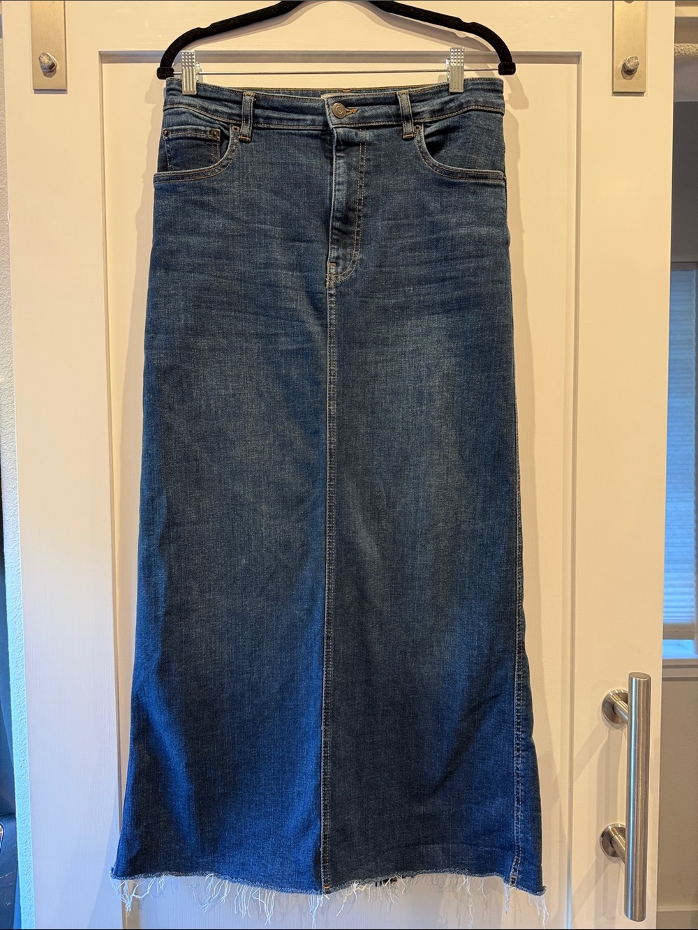 Zara Dark Blue Denim Maxi Skirt L